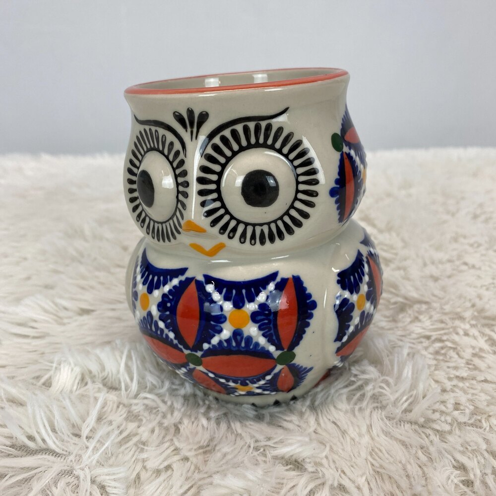 Hand Painted Yokohama Studio Ceramic Owl Coffee Tea Mug Embossed